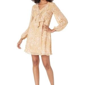 LAUNDRY BY SHELLI SEGAL Women's Long Sleeve Tie Front Mini Dress size 4